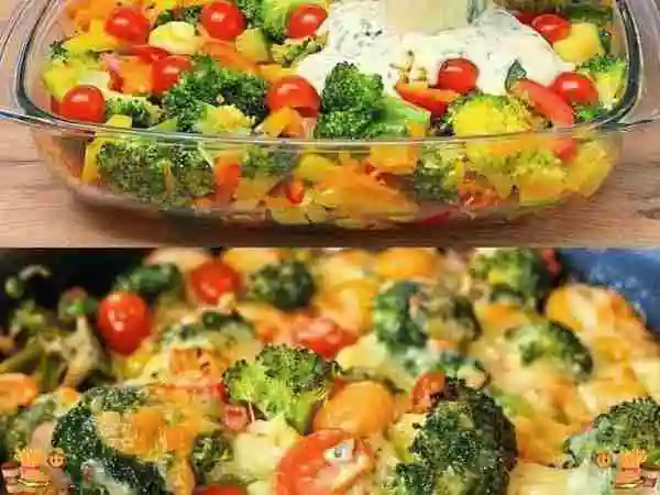 Creamy Baked Broccoli with Tomatoes and Kale Recipe