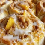 Peach Cinnamon Rolls with Vanilla Glaze