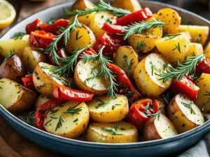 roasted potato roasted red pepper lemon garlic dill recipe