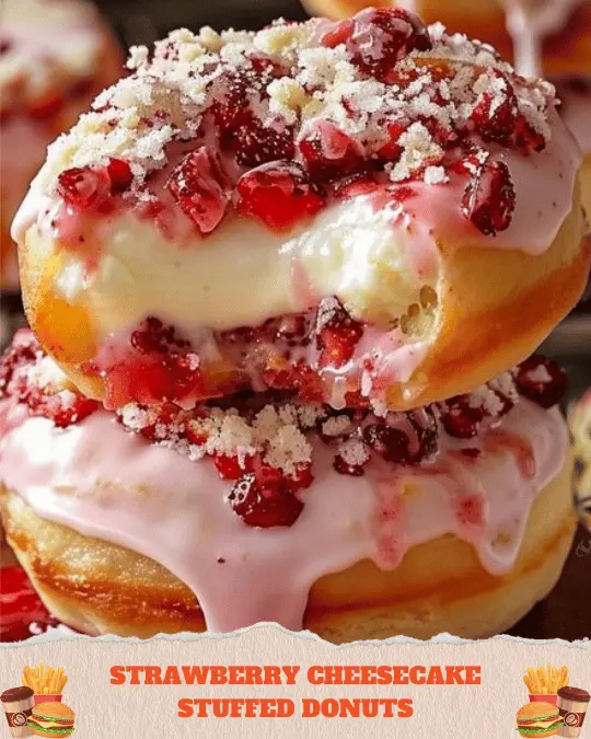 Strawberry Cheesecake Stuffed Donuts