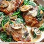 Chicken with Spinach and Mushrooms in Creamy Parmesan Sauce