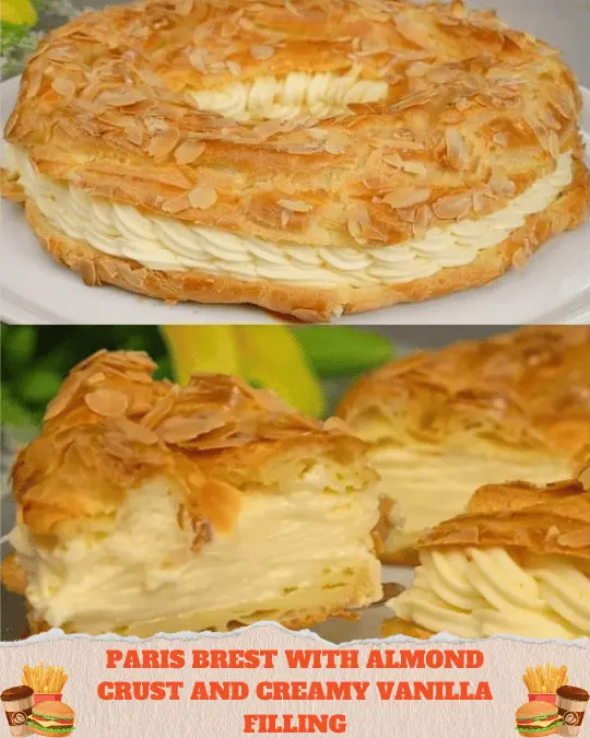 Paris Brest with Almond Crust and Creamy Vanilla Filling