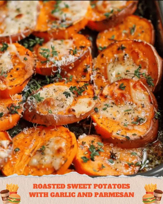 Roasted Sweet Potatoes with Garlic and Parmesan