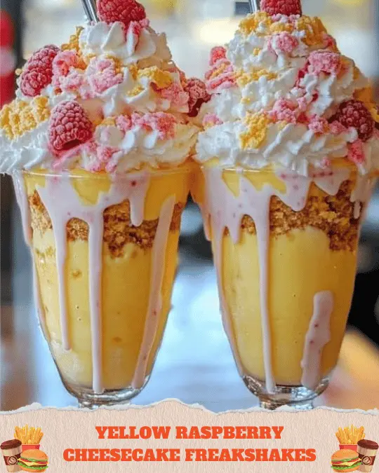 Yellow Raspberry Cheesecake Freakshakes