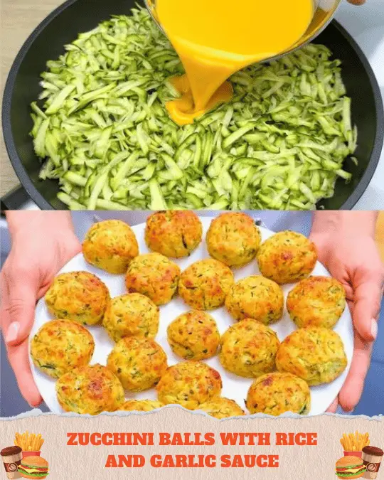 Zucchini Balls with Rice and Garlic Sauce