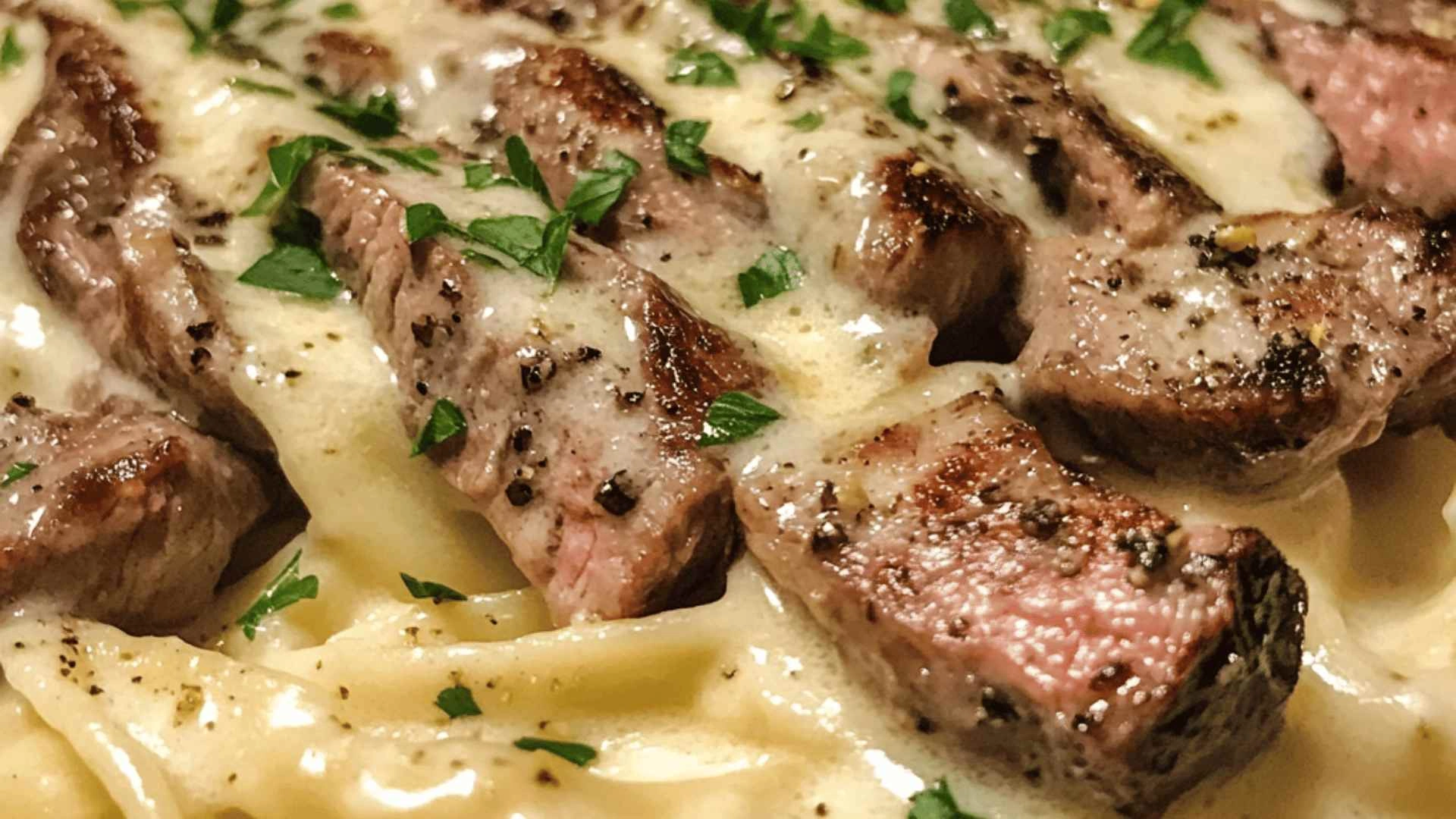 Creamy Garlic Steak Alfredo